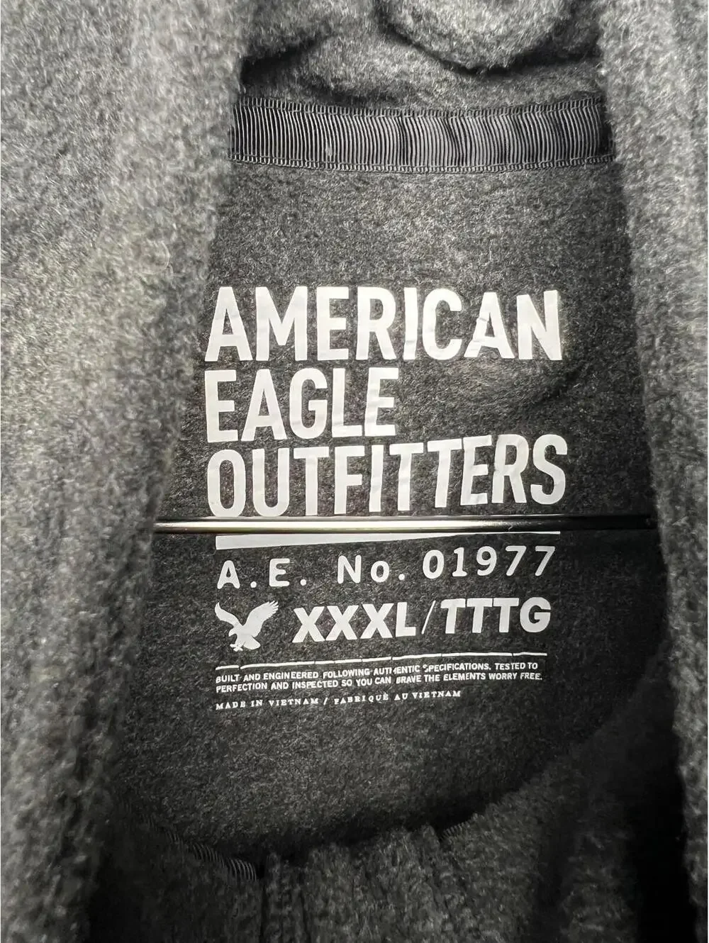 American Eagle Fleece Jacket Mens 3Xl Full Zip Gray Comfort Sweater Casual